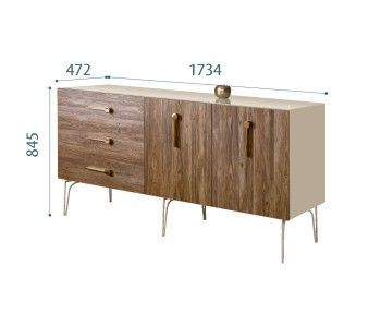 Комод 1.6м Bogemia Wood Wo (Ваниль) (Lakobel/Золото) БМКМ-4(Wo)