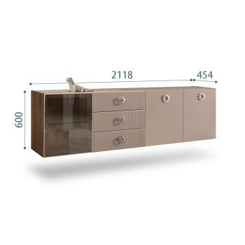 Комод 2.1м Bogemia Woodline Fly Fi (Мокка) (Lakobel/Хром) БМКМ-5[4]