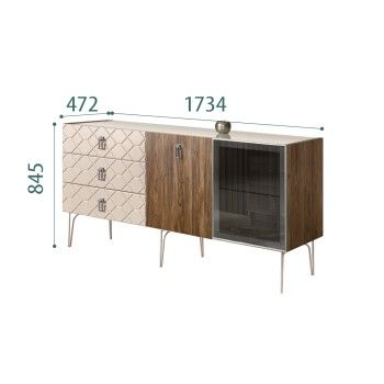 Комод 1.6м Bogemia Woodline Wood Fa (Ваниль) (Lakobel/Хром) БМКМ-4[5][10]