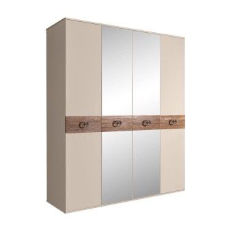 Шкаф 4-х дв. с зеркалами Bogemia Wood Fi (Ваниль/Хром) БМШ1/4(Wo)
