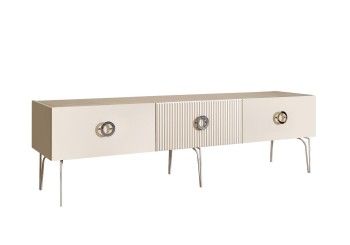 Тумба под телевизор 1.6м Bogemia Fillini (Слоновая кость) (Novabuk/Хром) БМТ-1(Fi)[10]