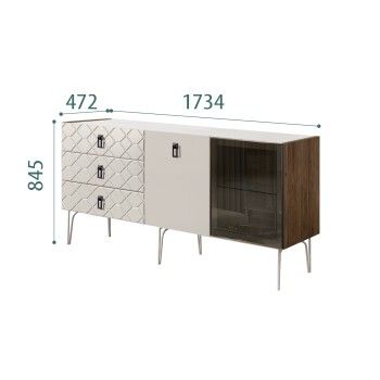 Комод 1.6м Bogemia Woodline Fa (Шелк) (Novabuk/Черный) БМКМ-4[5][10]