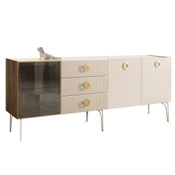 Комод 2.1м Bogemia Woodline Fi (Слоновая кость) (Lakobel/Золото) БМКМ-5[4]