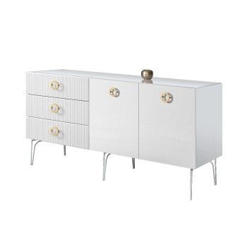 Комод 1.6м Bogemia Fillini (Белый) (Lakobel/Золото) БМКМ-4(Fi)