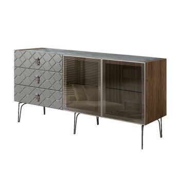 Комод 1.6м Bogemia Woodline Fa (Серый) (Novabuk/Хром) БМКМ-4[5]