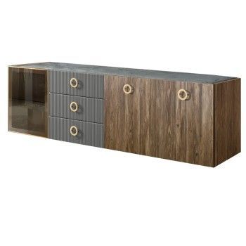 Комод 2.1м Bogemia Woodline Fly Wood Fi (Серый) (Novabuk/Золото) БМКМ-5[4]