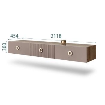 Тумба телевизионная 2.1м Bogemia Woodline Fly Fi (Мокка) (Lakobel/Золото) БМТ-2[10]