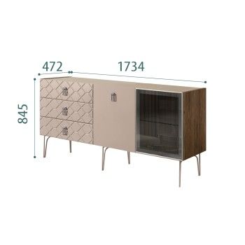 Комод 1.6м Bogemia Woodline Fa (Мокка) (Novabuk/Хром) БМКМ-4[5][10]