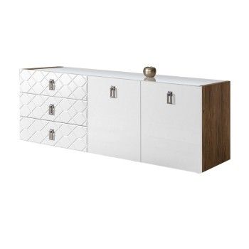 Комод 1.6м Bogemia Woodline Fly Fa (Белый) (Lakobel/Хром) БМКМ-4