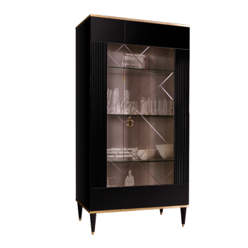 Витрина 2-ств. Римини СОЛО (Черный/Золото) (Правая) РМВ2-2С(s)