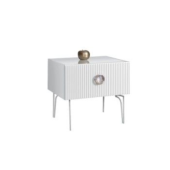 Тумба прикроватная Bogemia Fillini (Белый) (Lakobel/Хром) БМТП-1(Fi)