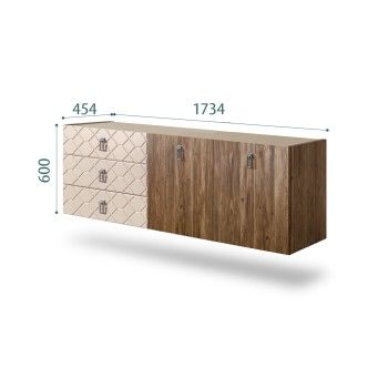 Комод 1.6м Bogemia Woodline Fly Wood Fa (Ваниль) (Novabuk/Хром) БМКМ-4