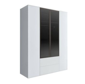 Шкаф 4-х дв. с ящиками Bogemia Air (Белый/Черный) БМШ2/42(2)