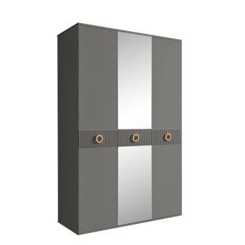Шкаф 3-х дверный с зеркалом Bogemia Fillini (Серый/Золото) БМШ1/3(Fi)