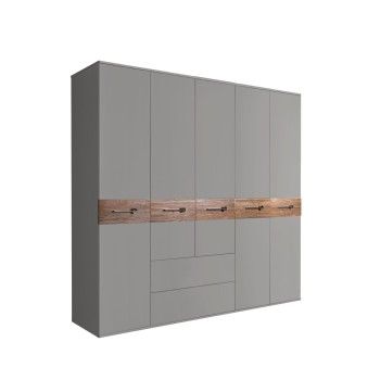 Шкаф 5-ти дверный с ящиками, Bogemia Wood Wo (Серый/Хром) БМШ2/51(Wo)