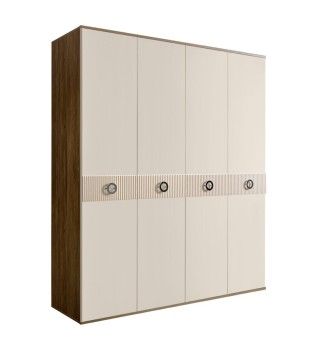 Шкаф 4-х дверный Bogemia Woodline Fi (Слоновая кость/Хром) БМШ2/4