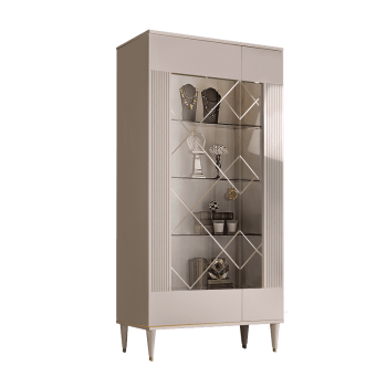 Витрина 2-ств. Римини СОЛО (Бежевый/Золото) (Левая) РМВ2-2С(s)