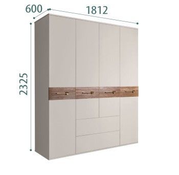 Шкаф 4-х дверный с ящиками, Bogemia Wood Wo (Шелк/Золото) БМШ2/41(Wo)