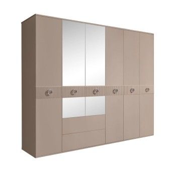 Шкаф 6-ти дверный с зеркалами, с ящиками, Bogemia Fillini (Мокка/Хром) БМШ1/61(Fi)