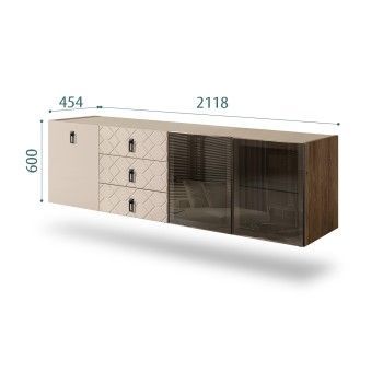 Комод 2.1м Bogemia Woodline Fly Fa (Ваниль) (Novabuk/Черный) БМКМ-5[5][10]