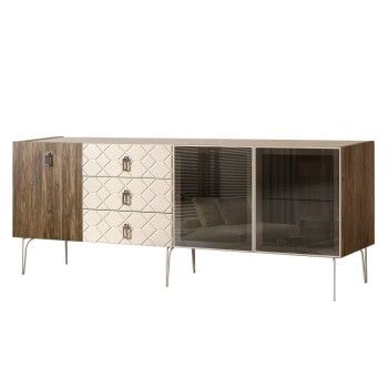 Комод 2.1м Bogemia Woodline Wood Fa (Слоновая кость) (Novabuk/Хром) БМКМ-5[5][10]