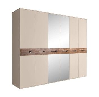 Шкаф 6-ти дв. с зеркалами Bogemia Wood Wo (Ваниль/Хром) БМШ1/6(Wo)