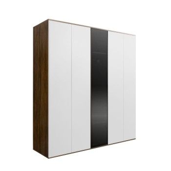 Шкаф 5-ти дв. Bogemia Woodline Air (Белый/Черный) БМШ2/5(1)