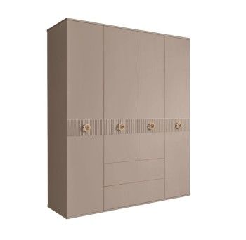 Шкаф 4-х дверный с ящиками, Bogemia Fillini (Мокка/Золото) БМШ2/41(Fi)