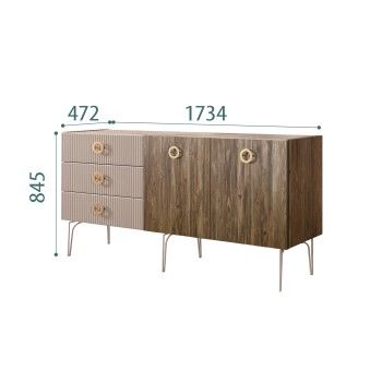 Комод 1.6м Bogemia Woodline Wood Fi (Мокка) (Novabuk/Золото) БМКМ-4