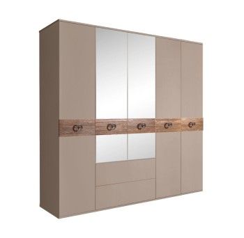 Шкаф 5-ти дверный с зеркалами, с ящиками, Bogemia Wood Fi (Мокка/Хром) БМШ1/51(Wo)