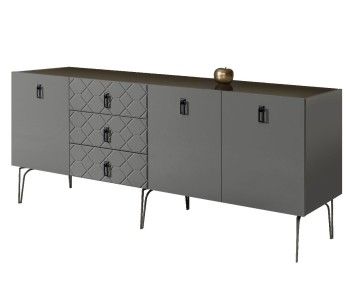 Комод 2.1м Bogemia Farfalle (Серый) (Lakobel/Черный) БМКМ-5(Fa)