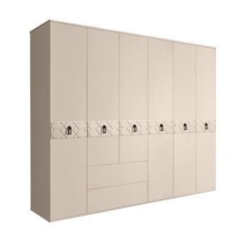 Шкаф 6-ти дверный с ящиками, Bogemia Farfalle (Ваниль/Черный) БМШ2/61(Fa)