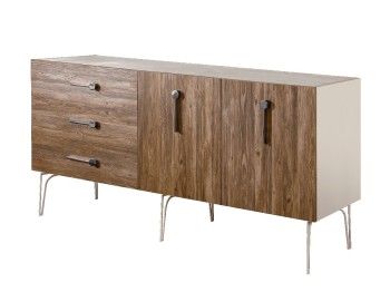 Комод 1.6м Bogemia Wood Wo (Слоновая кость) (Novabuk/Хром) БМКМ-4(Wo)