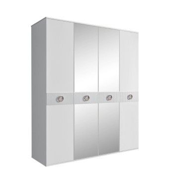 Шкаф 4-х дв. с зеркалами Bogemia Fillini (Белый/Хром) БМШ1/4(Fi)