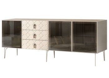 Комод 2.1м Bogemia Farfalle (Слоновая кость) (Novabuk/Хром) БМКМ-5(Fa)[5]