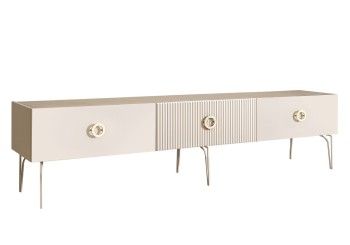 Тумба под телевизор 2.1м Bogemia Fillini (Слоновая кость) (Novabuk/Золото) БМТ-2(Fi)[10]