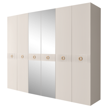 Шкаф 6-ти дв. с зеркалами Bogemia Fillini (Слоновая кость/Золото) БМШ1/6(Fi)