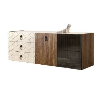 Комод 1.6м Bogemia Woodline Fly Wood Fa (Слоновая кость) (Lakobel/Черный) БМКМ-4[5][10]