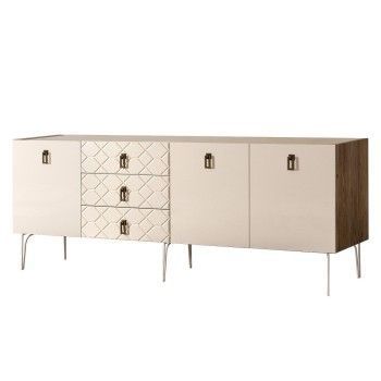 Комод 2.1м Bogemia Woodline Fa (Слоновая кость) (Novabuk/Черный) БМКМ-5