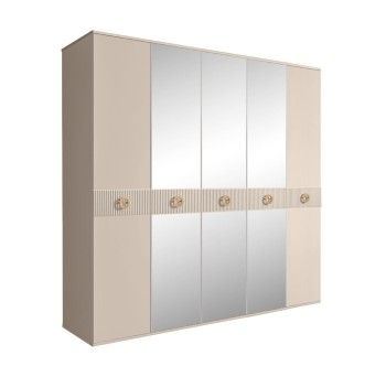 Шкаф 5-ти дв. с зеркалами Bogemia Fillini (Ваниль/Золото) БМШ1/5(Fi)