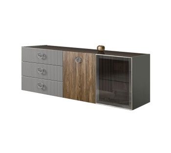 Комод 1.6м Bogemia Fly Wood Fi (Серый) (Lakobel/Хром) БМКМ-4[5][10]