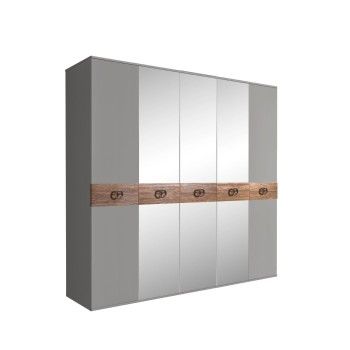 Шкаф 5-ти дв. с зеркалами Bogemia Wood Fi (Серый/Хром) БМШ1/5(Wo)