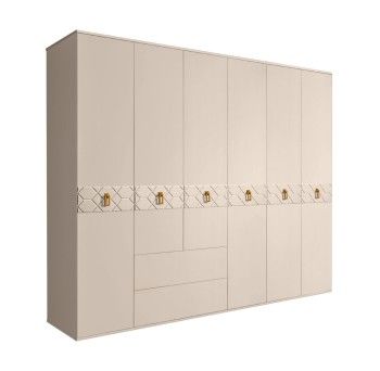 Шкаф 6-ти дверный с ящиками, Bogemia Farfalle (Ваниль/Золото) БМШ2/61(Fa)