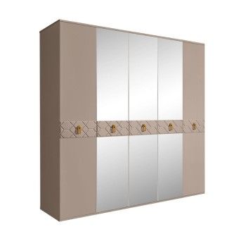 Шкаф 5-ти дв. с зеркалами Bogemia Farfalle (Мокка/Золото) БМШ1/5(Fa)