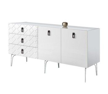 Комод 1.6м Bogemia Farfalle (Белый) (Lakobel/Черный) БМКМ-4(Fa)