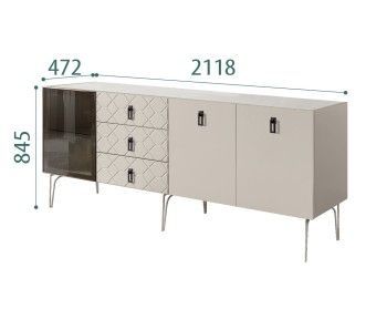 Комод 2.1м Bogemia Farfalle (Шелк) (Novabuk/Черный) БМКМ-5(Fa)[4]