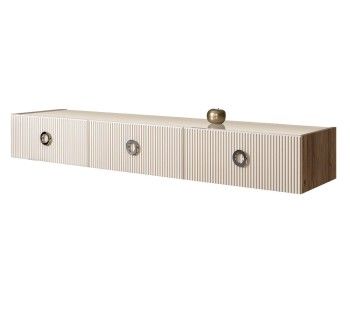 Тумба телевизионная 2.1м Bogemia Woodline Fly Fi (Слоновая кость) (Lakobel/Хром) БМТ-2