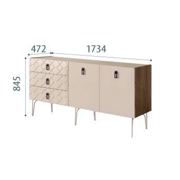 Комод 1.6м Bogemia Woodline Fa (Ваниль) (Novabuk/Черный) БМКМ-4