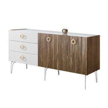 Комод 1.6м Bogemia Woodline Wood Fi (Белый) (Lakobel/Золото) БМКМ-4