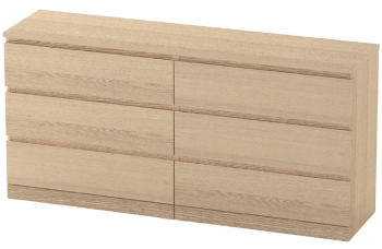 МАЛЬМ / VARMA Комод ИКЕА / IKEA 6D, 160x78x40, шпон, беленый дуб